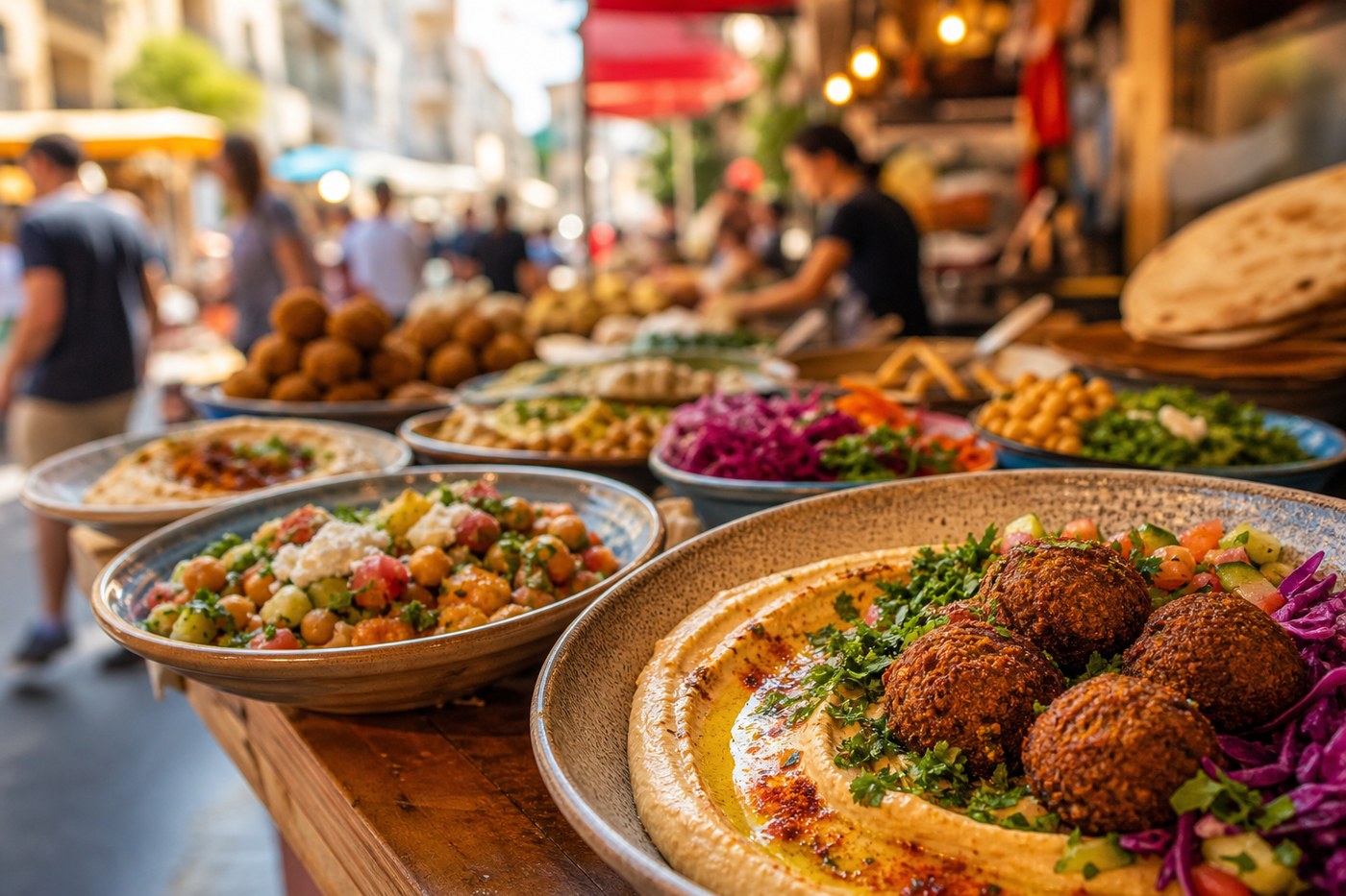 Falafel platter with hummus and fresh pita