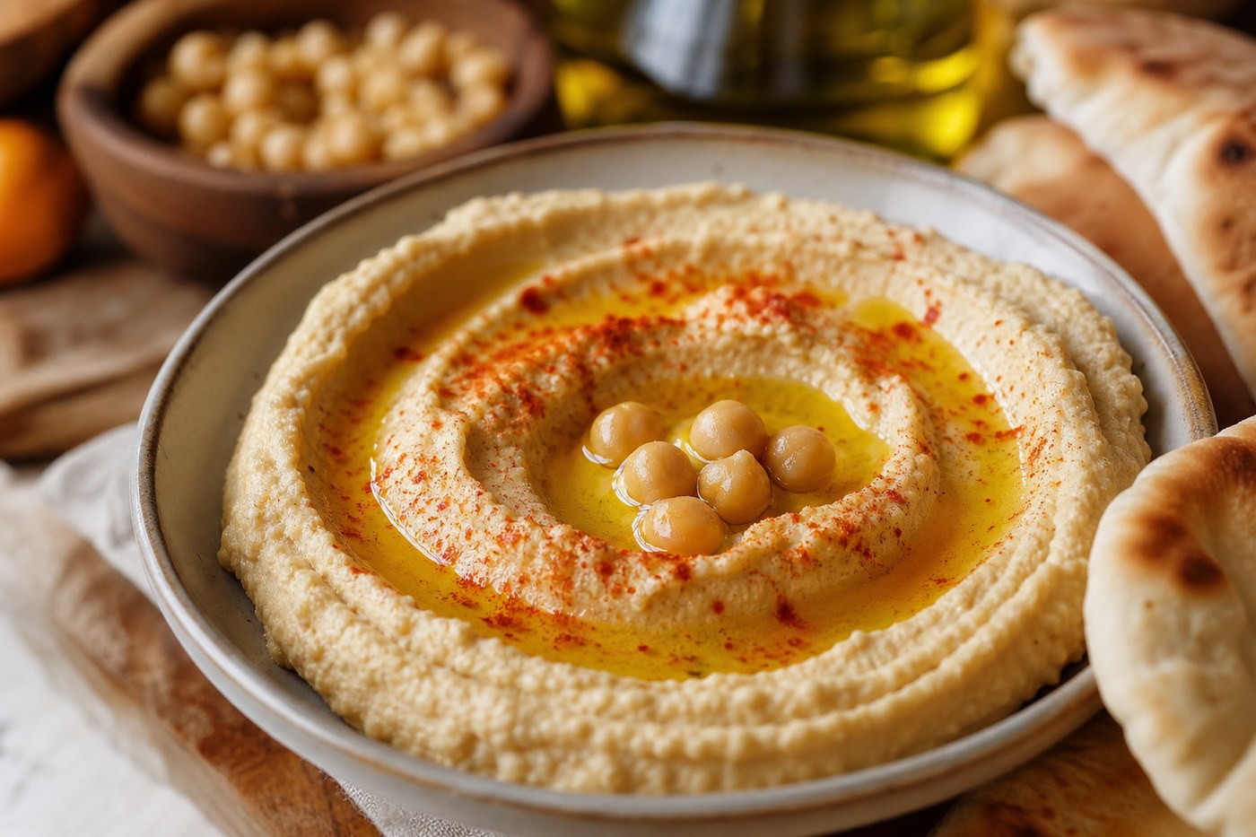 Hummus with wild mushrooms
